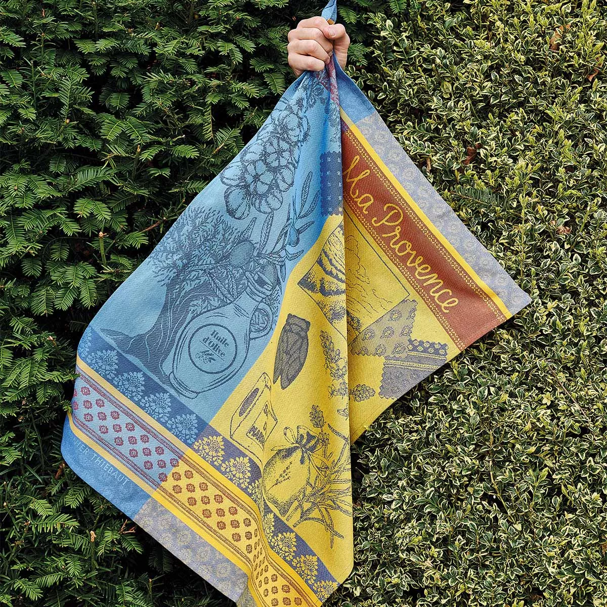 Geschirrtücher reine baumwolle jacquard-muster blau gelb Ma provence curry