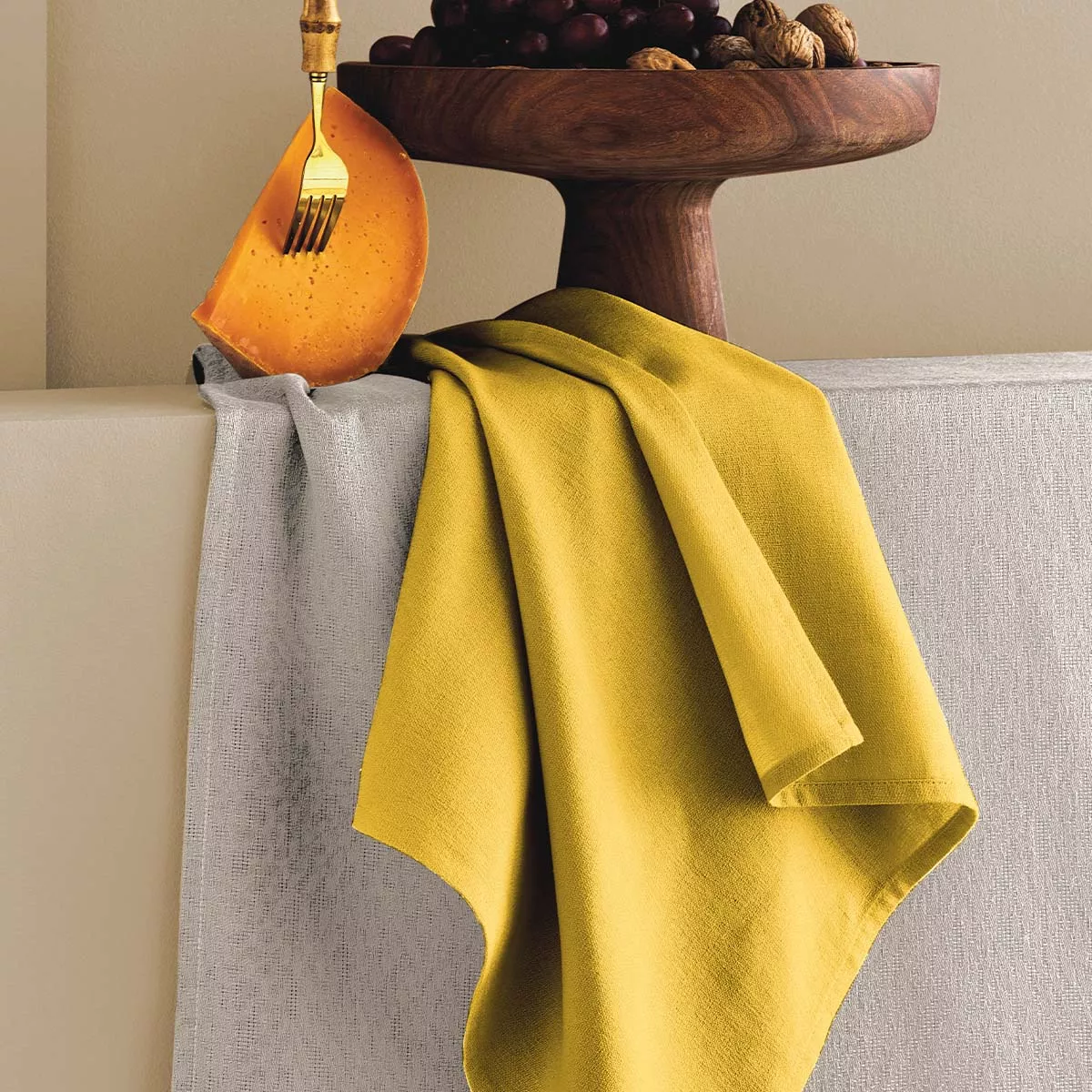 Napkin 100% cotton jacquard pattern yellow Bastide curry