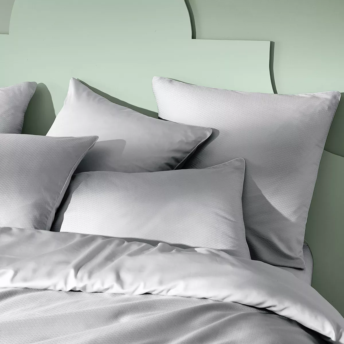 Pillowcase cotton sateen jacquard pattern grey Vibrato glacier