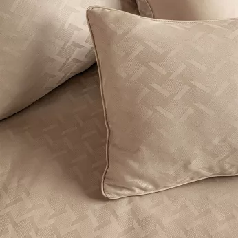 Taie d'oreiller satin de coton motif jacquard beige Adagio lin