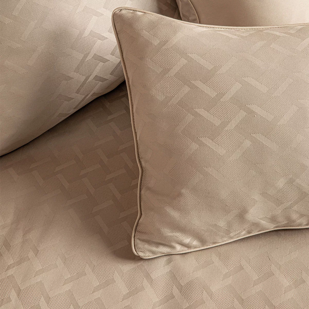 Pillowcase cotton sateen jacquard pattern beige Adagio lin