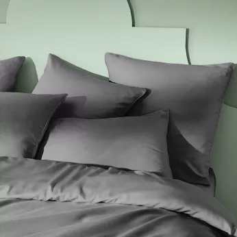 Pillowcase cotton sateen jacquard pattern anthracite Vibrato metal