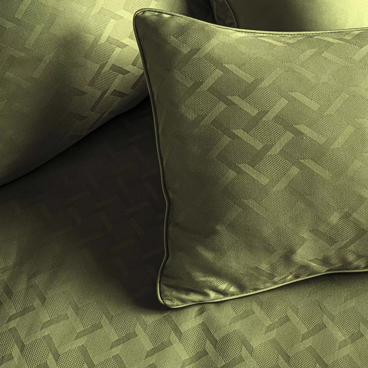 Pillowcase cotton sateen jacquard pattern green Adagio kaki