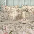 Pillowcase cotton sateen printed pink beige green Prairie legere beige