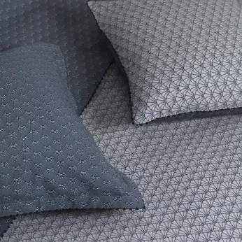 Taie d'oreiller percale de coton imprimé bleu gris Osaka givre
