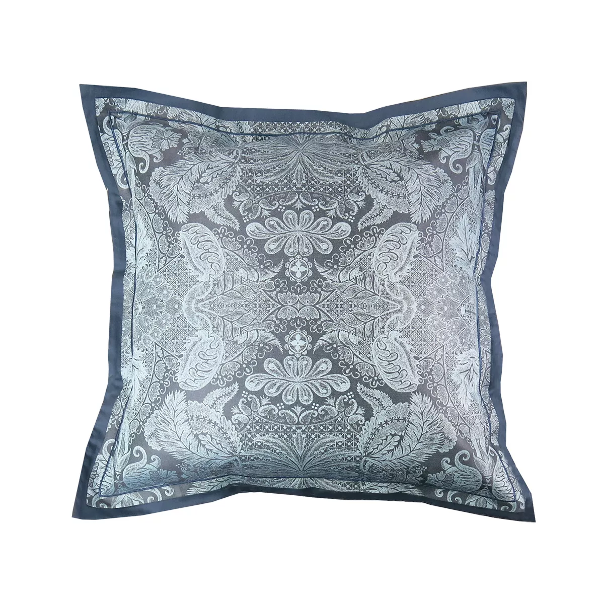 Kopfkissenbezug baumwollsatin jacquard-muster blau Isaphire diamant noir