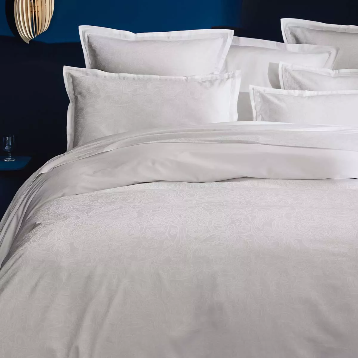 Kopfkissenbezug baumwollsatin jacquard-muster weiß Alexandria diamant