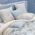Taie d'oreiller lin & coton lavé 130 g/m² imprimé bleu beige Vagues indigo