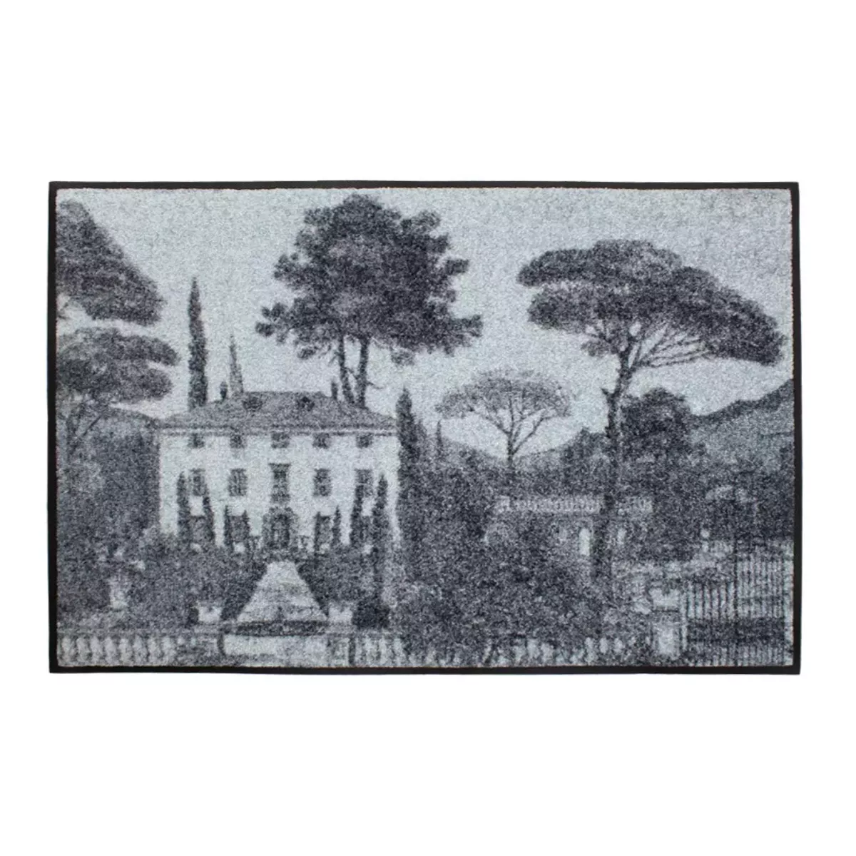 Tapis decor caoutchouc & nylon imprimé gris Palazzina nocturne